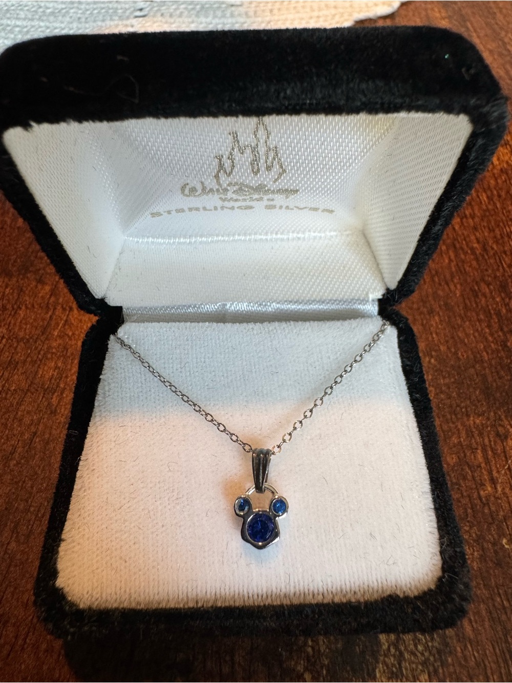 18” Walt Disney Sterling Silver Blue Crystal Pendant Necklace - Women Jewelry